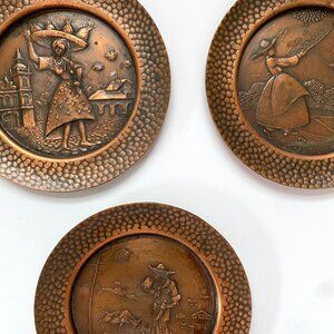 Vintage 1970s Brazilian Copper Six Coaster Set Barware
